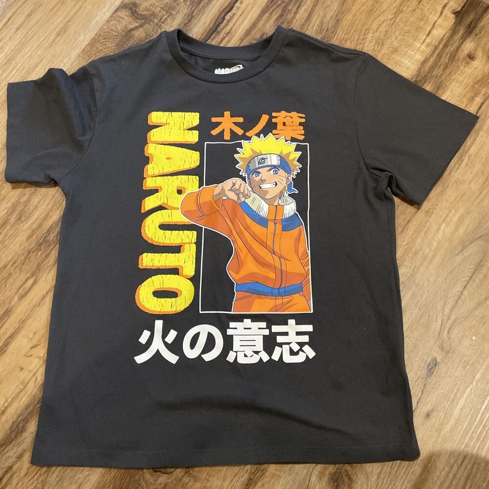 Naruto Youth Graphic Art Class Target T-Shirt  Boys Lg 10-12 Gray Orange Anime